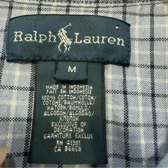 NWOT Ralph Lauren boys blue plaid button down shirt size medium - Picture 6 of 9